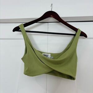 Princess Polly Olive Ribbed Crop Top